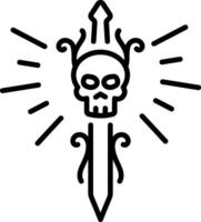 A line style icon of a skull dagger vector
