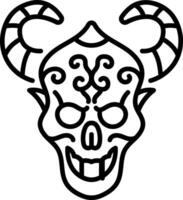 A line style icon showing a demon skull vector