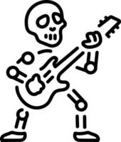 A skeleton playing a gothic guitar, line style icon vector