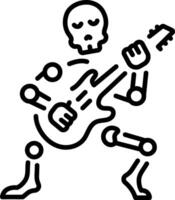 A skeleton playing death music, line style icon vector