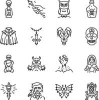 Set of Linear Style Spooky Icons vector