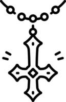 Cross necklace icon in an outline style vector