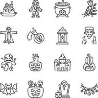Set of Linear Style Creepy and Spooky Icons vector