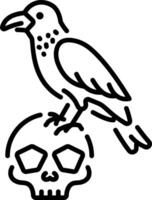 A linear style icon of a crow skull vector