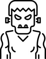Scary frankenstein character icon in linear style vector