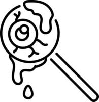Spooky eyeball lollipop icon in linear style vector