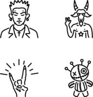 Pack of Linear Style Goth Icons vector