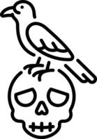 A crow skull icon in an outline style vector