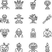Set of Linear Style Scary Halloween Icons vector