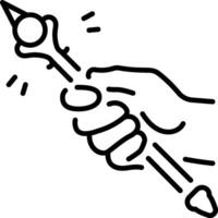 A line style icon showing a magic wand vector