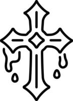A line style icon showing a dripping cross vector