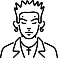 A linear style icon of a gothic punk character vector