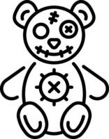 An evil teddy icon in an outline style vector
