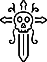 A linear style icon of a skull dagger vector