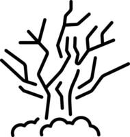 A linear style icon of a haunted dead tree vector