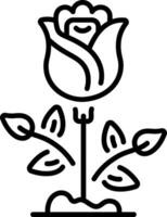 A linear style icon of a red rose vector