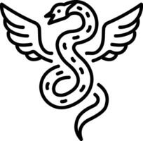 A winged serpent icon in line style vector