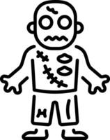 A linear style icon of a zombie character vector