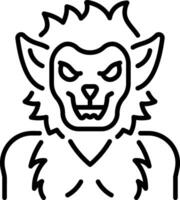 A haunted werewolf character icon in line style vector