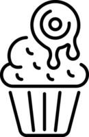 A line style icon of a halloween cupcake vector