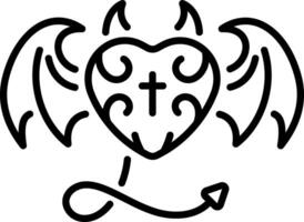 A line style icon showing a devil heart vector