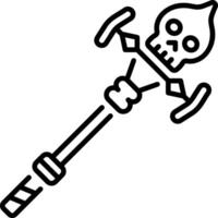 A line style icon of a skull wand vector