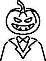 Pumpkin head creature icon in line style vector