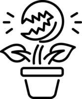 Carnivorous plant icon in an outline style vector