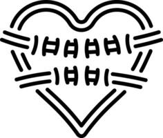 A line style icon of a stitched heart vector