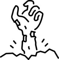 Buried zombie hand icon in linear style vector