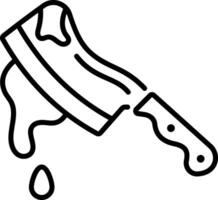 A linear style icon of a bloody cleaver vector