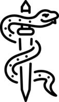 A line style icon of a snake dagger vector