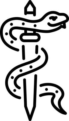 A line style icon of a snake dagger
