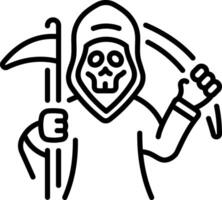 A linear style icon of a death grim reaper vector