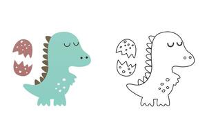 cartoon of dinosaur, coloring sheet vector