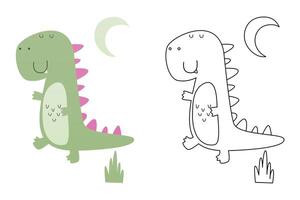 Funny dinosaur, coloring sheet vector