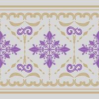 Elegant and classical aesthetic central element is a symmetrical, floral-inspired mandala pattern in a rich purple swirling curls, leaf shapes, and fleur-de-lis scroll ornament Wallpaper Tiles Ceramic vector