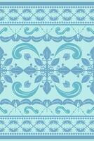 cool soothing aesthetic that feels fresh and aquatic like underwater tile work Repeating floral emblems, leafy tendrils, and scroll motifs fill in the spaces between the larger floral form pattern vector