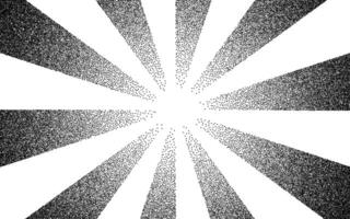 Abstract radial sunburst background made of black stippled rays. Vintage halftone texture with dotted shading, perfect for retro comic or pop art style designs. vector