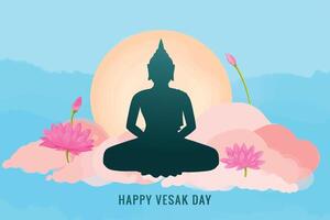 Happy vesak day card background with lord buddha vector