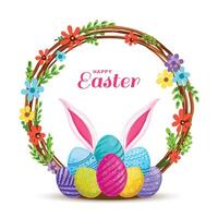 Happy easter card background with eggs in bunny ears design vector