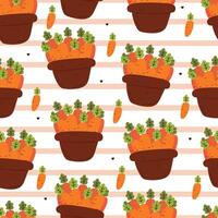 seamless pattern cartoon basket of carrot. cartoon carrot for pattern, wallpaper and background vector
