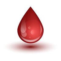 3D Blood Drop with Shadow Isolated on White Background. Realistic Red Blood Drop. Blood Donation, Platelets, Stem Cells. File illustration. Dna Test, Disease. Donor Day. vector