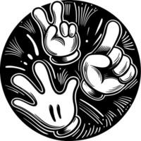 mickey mouse hands in a circle with a black and white background vector
