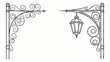 A drawing of a lamp post and arch vector