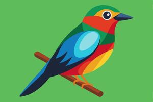 colorful bird sitting on a branch vector