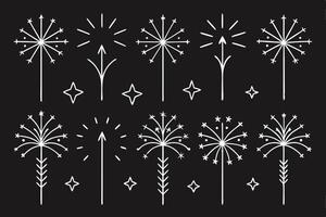 Retro start fireworks set vector