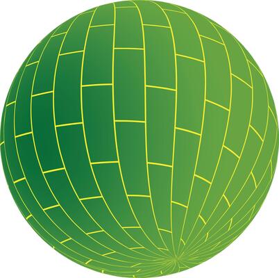 Green sphere with brick pattern