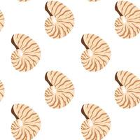 Pattern of nautilus shells on a white background for decorative design inspiration vector