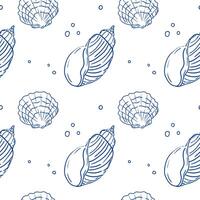 Nautical patterns featuring seashells and marine elements on a light background vector
